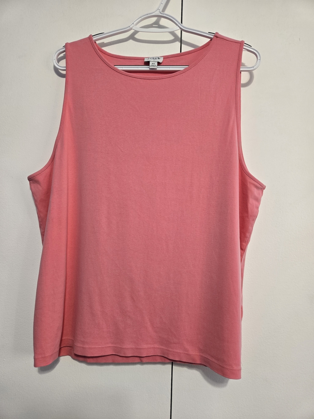 J.Crew 2X Coral Pink Sleeveless Cotton Tank Top Plus Size Casual Basic